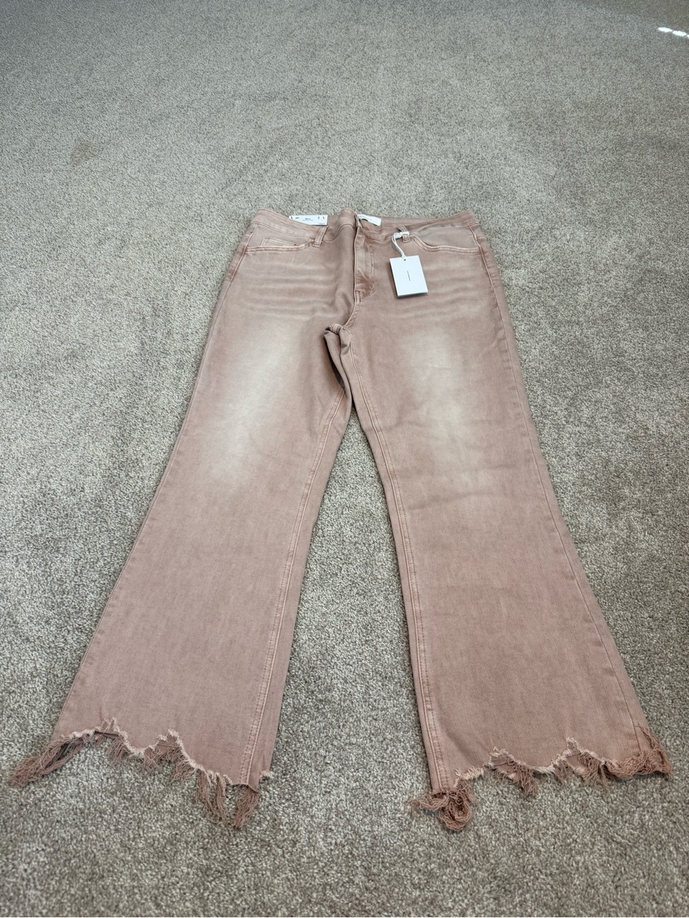 Vervet Women’s Frayed Hem Wide-Leg Jeans - Dusty Rose